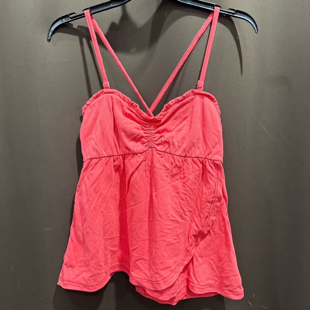 Y2K Aeropostale Coral Camisole Babydoll Top Adj/Removable Strap Juniors Size Lg